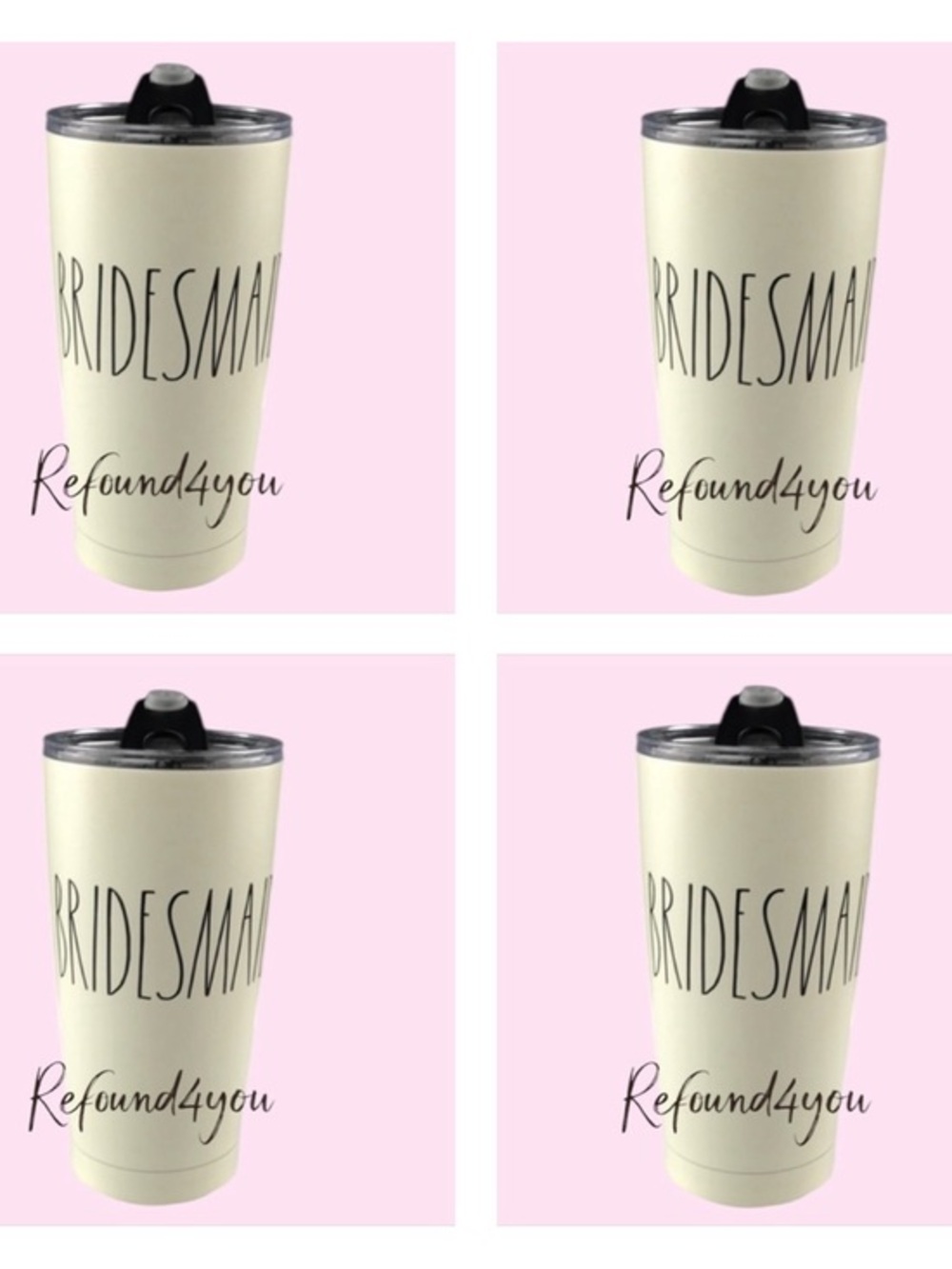 Rae Dunn - ‘Bridesmaid - bundle’ 17oz Insulated Tumblers (4). NWT